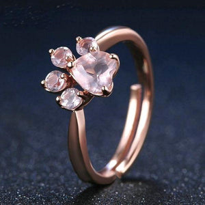 Bague "Patte d'Amour" en Quartz Rose et en Argent 925