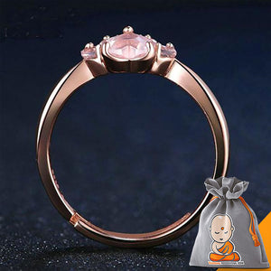 Bague "Patte d'Amour" en Quartz Rose et en Argent 925