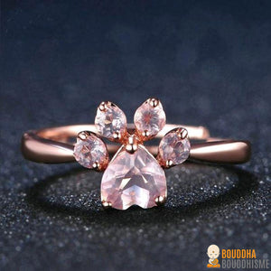 Bague "Patte d'Amour" en Quartz Rose et en Argent 925