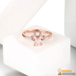 Bague "Patte d'Amour" en Quartz Rose et en Argent 925