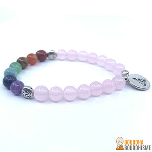 Bracelet 7 Chakras "Amour" en Quartz Rose (Nouvelle Version 2019)