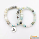 Bracelet Mala Double "Bonheur" en Quartz Rose & Amazonite