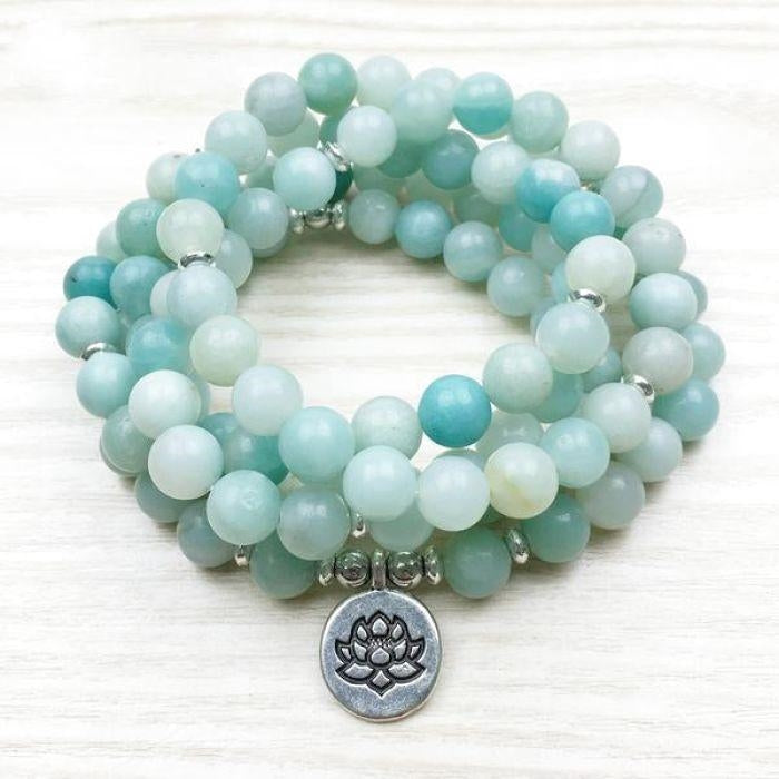 Bracelet Mala "Bleu Azur" en Amazonite Naturelle