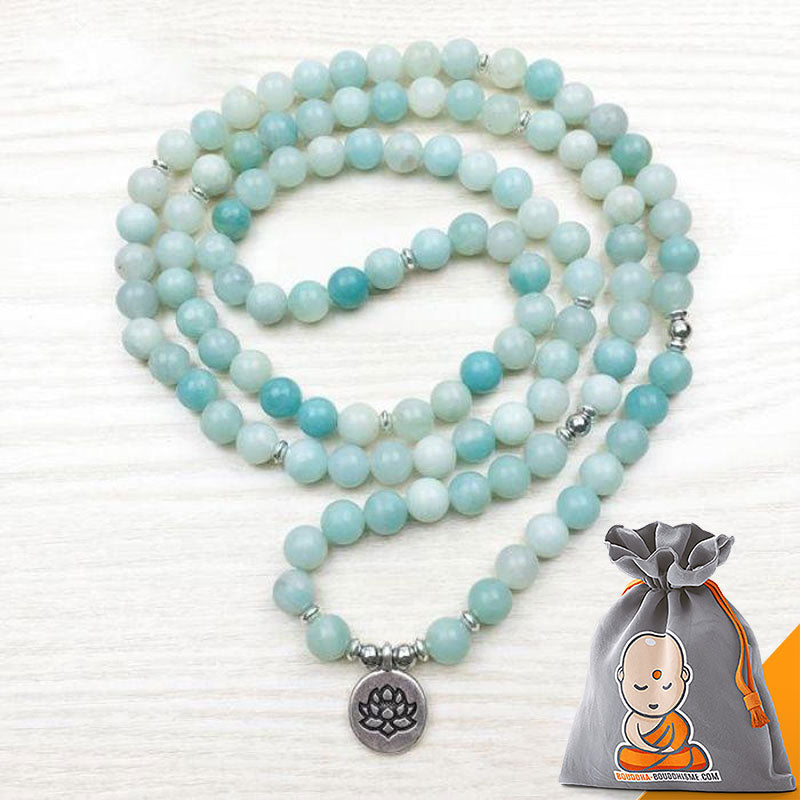 Bracelet Mala "Bleu Azur" en Amazonite Naturelle