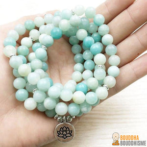 Bracelet Mala "Bleu Azur" en Amazonite Naturelle