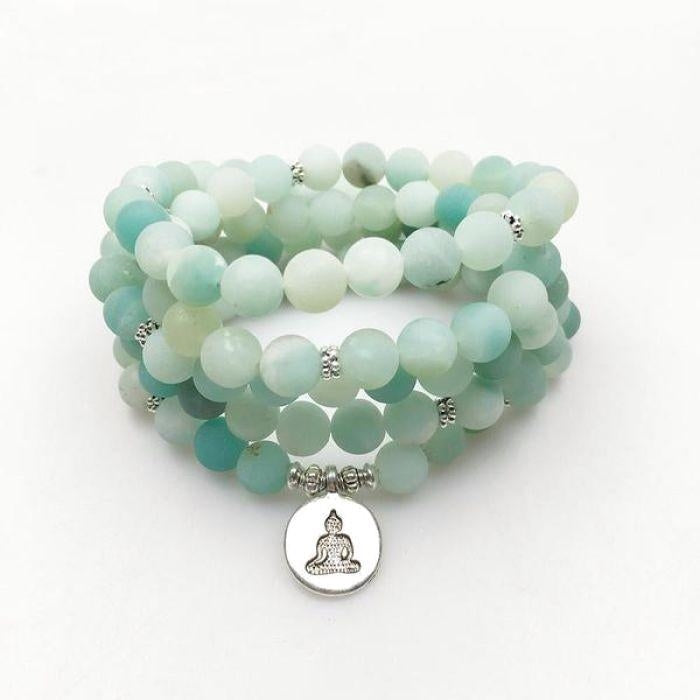 Bracelet Mala "Vert d'Eau" en Amazonite Naturelle