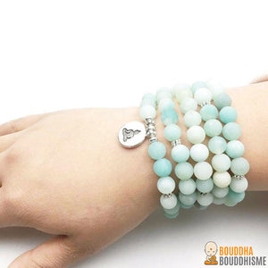 Bracelet Mala "Vert d'Eau" en Amazonite Naturelle