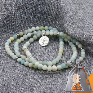 Bracelet Mala "Arbre de Vie" en Amazonite Givrée