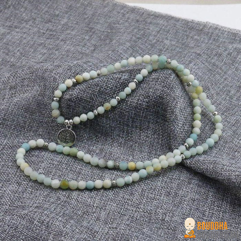 Bracelet Mala "Arbre de Vie" en Amazonite Givrée