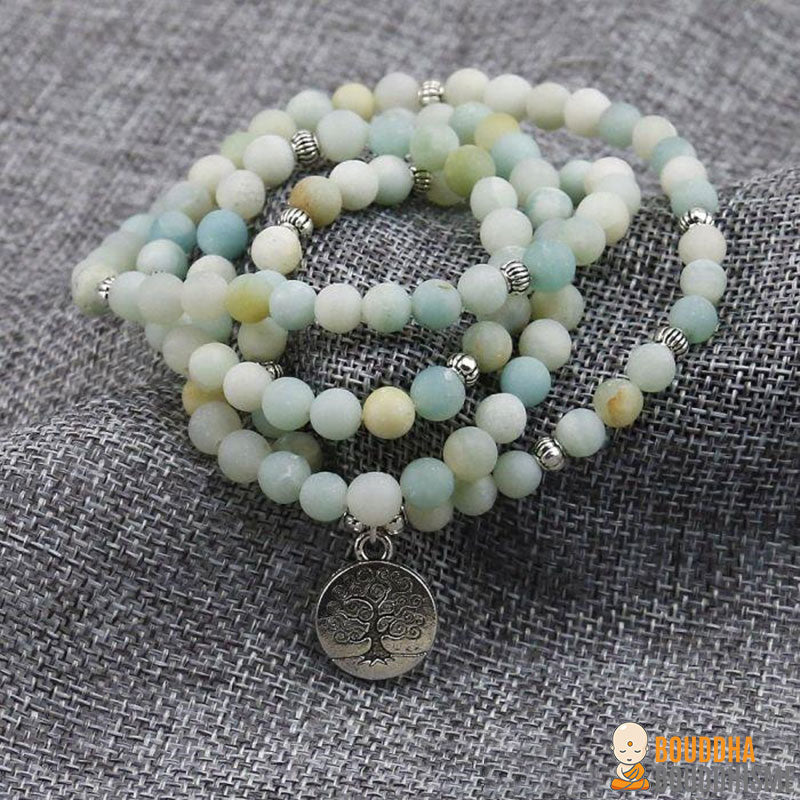 Bracelet Mala "Arbre de Vie" en Amazonite Givrée