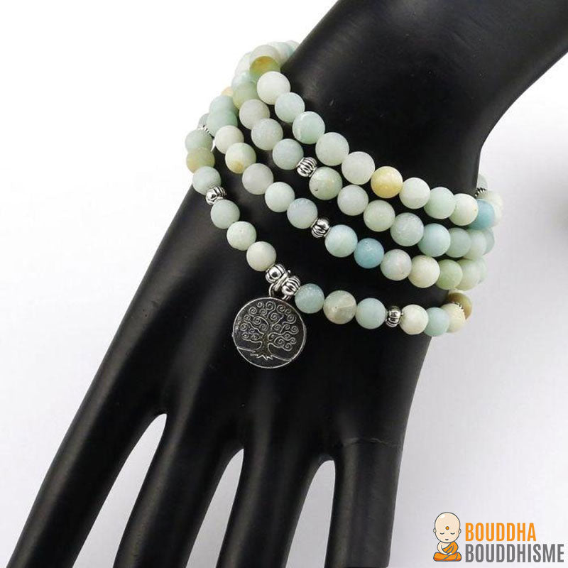 Bracelet Mala "Arbre de Vie" en Amazonite Givrée