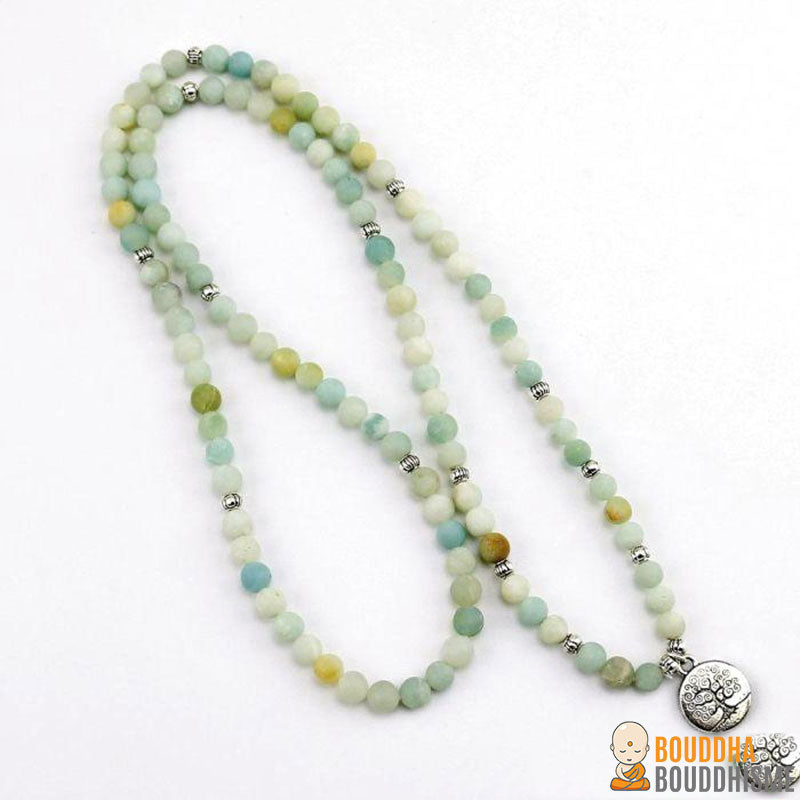 Bracelet Mala "Arbre de Vie" en Amazonite Givrée