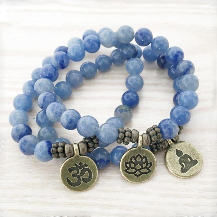 Bracelet Mala "Pleine Conscience" en Aventurine Bleue