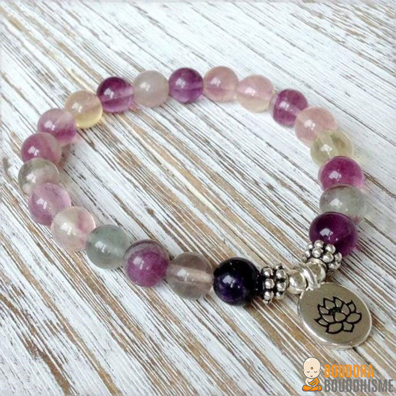 Bracelet Mala "Intuition & Créativité" en Fluorite