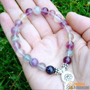 Bracelet Mala "Intuition & Créativité" en Fluorite