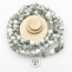 Bracelet Mala "Arbre de Vie" de 108 perles en Agate Arbre