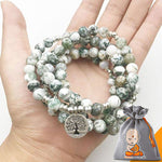 Bracelet Mala "Arbre de Vie" de 108 perles en Agate Arbre