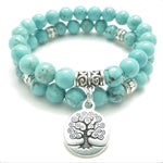 Bracelet Double "Arbre de Vie" en Pierres Turquoises