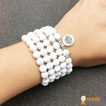 Bracelet Mala "Lotus" de 108 perles en Howlite