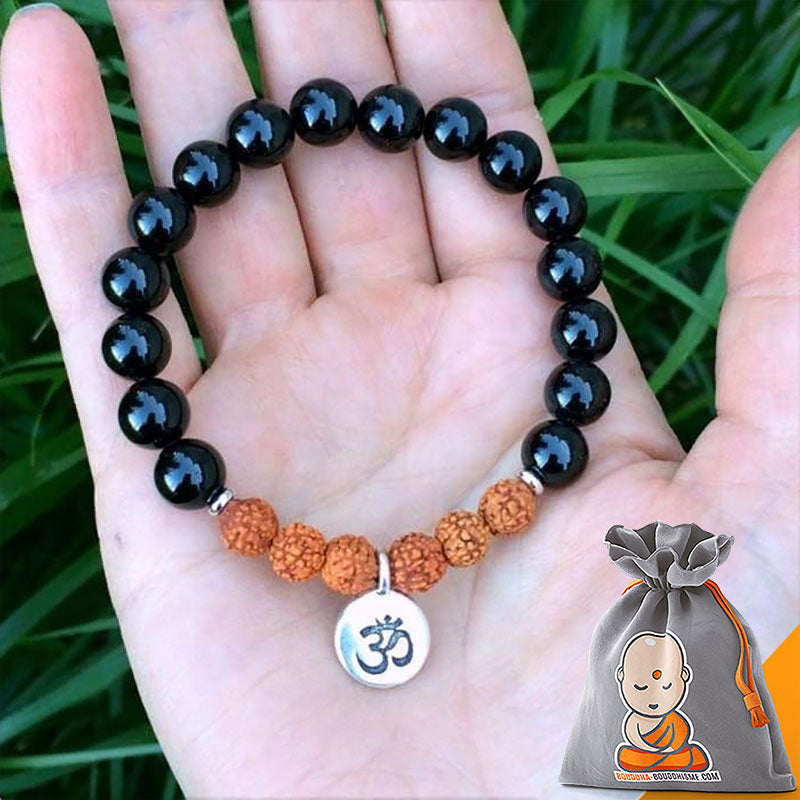 Bracelet "Maîtrise" Ohm en Onyx et Rudraksha