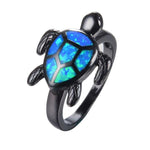 Bague Tortue en Opale Noire