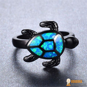 Bague Tortue en Opale Noire