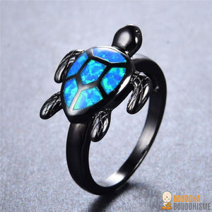 Bague Tortue en Opale Noire