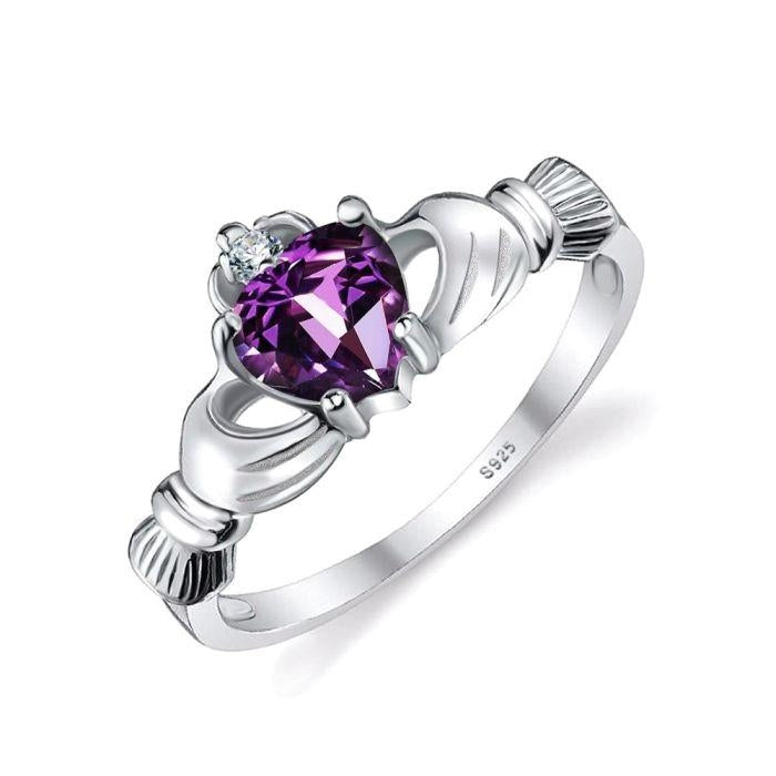 Bague "Amour" en Améthyste et en Argent 925