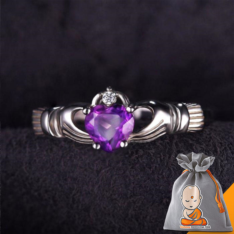 Bague "Amour" en Améthyste et en Argent 925