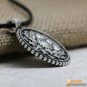 Collier Mandala "Om & Lotus" Argent Antique