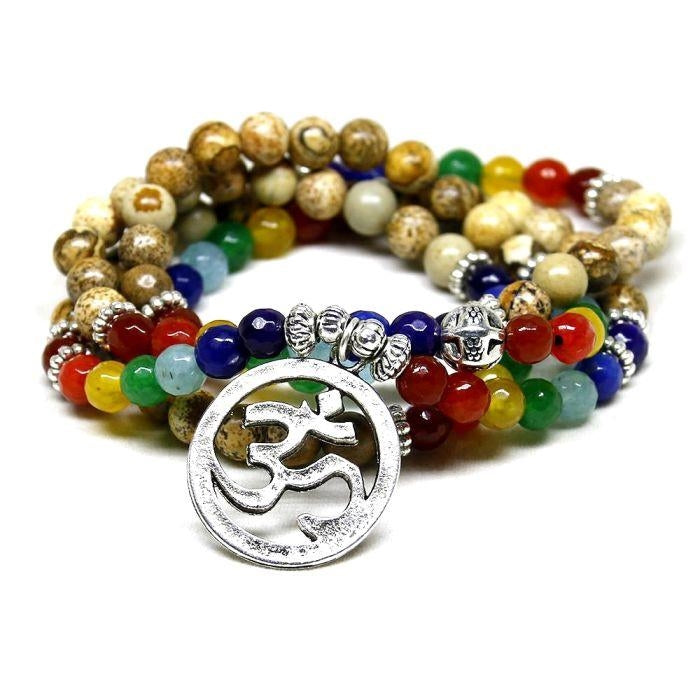 Bracelet Mala "7 Chakras" et son pendentif Om