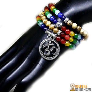 Bracelet Mala "7 Chakras" et son pendentif Om