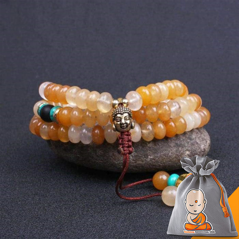 Bracelet/Collier Mala "Mantra" en Pierres Naturelles et son pendentif Bouddha - 3 pierres disponibles