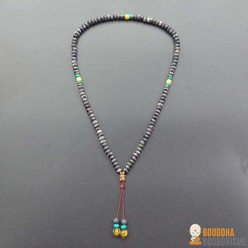 Bracelet/Collier Mala "Mantra" en Pierres Naturelles et son pendentif Bouddha - 3 pierres disponibles