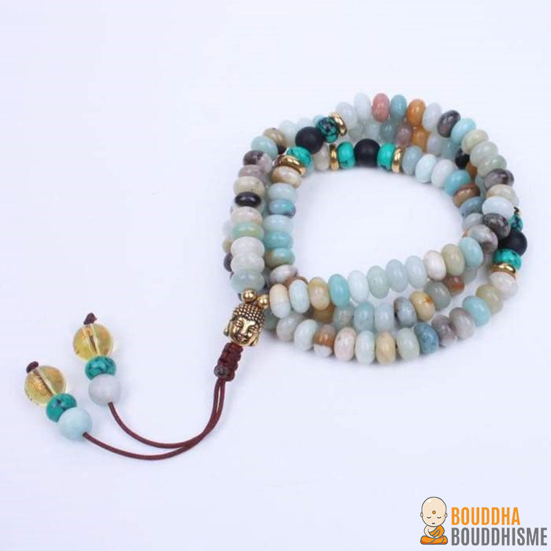 Bracelet/Collier Mala "Mantra" en Pierres Naturelles et son pendentif Bouddha - 3 pierres disponibles