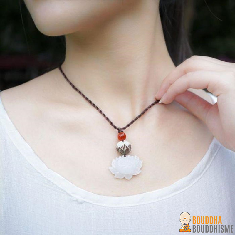 Collier "Fleur de Lotus" en Graine de Bodhi