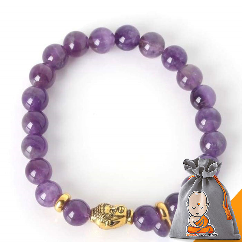 Bracelet "Bouddha" en Améthyste et Or Antique