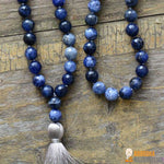 Collier Mala Pompon "Sérénité" en Sodalite Naturelle