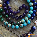 Collier Mala Pompon "Equilibre des 7 Chakras" en Pierres Naturelles