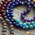 Collier Mala Pompon "Equilibre des 7 Chakras" en Pierres Naturelles