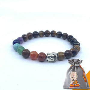 Bracelet Bouddha "Oeil de Tigre et 7 Chakras" (Nouvelle Version 2019)