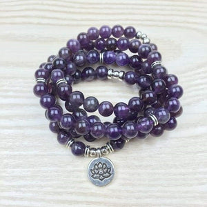 Bracelet Mala "Connexion au Divin" en Améthyste du Brésil