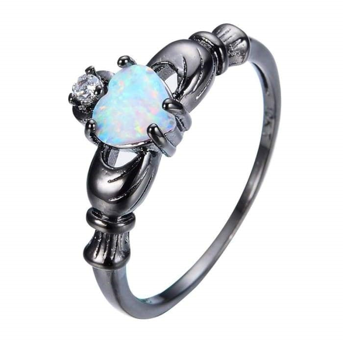 Bague "Amour" en Opaline Arc-en-Ciel