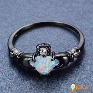 Bague "Amour" en Opaline Arc-en-Ciel