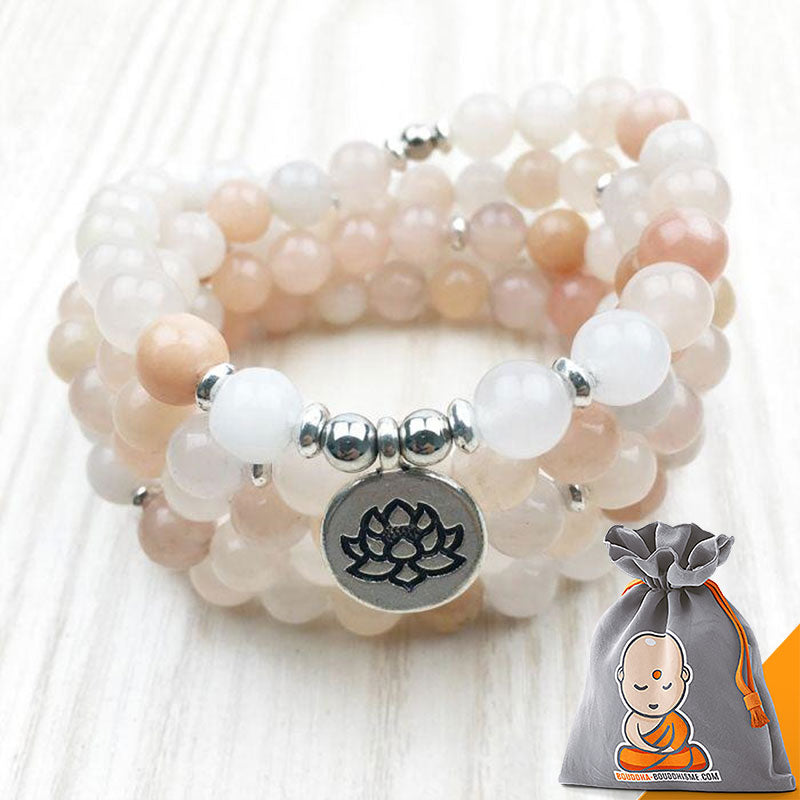 Bracelet Mala Lotus "Ecoute ton Coeur" en Aventurine Rose