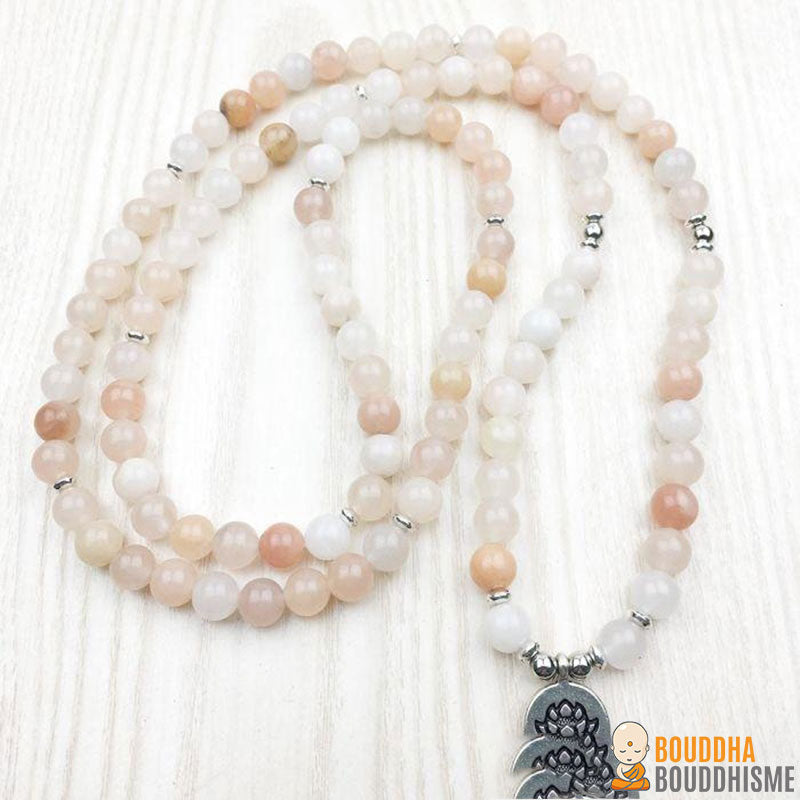 Bracelet Mala Lotus "Ecoute ton Coeur" en Aventurine Rose