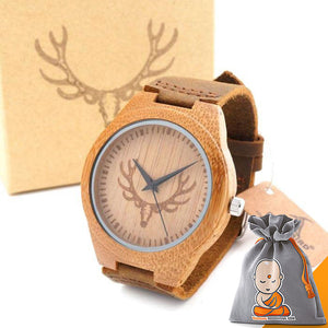 Montre "Cerf" en Bambou Naturel - 3 modèles disponibles