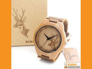 Montre "Cerf" en Bambou Naturel - 3 modèles disponibles