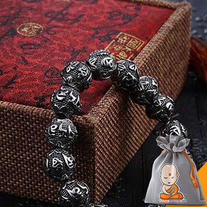 Bracelet Tibétain gravé du Mantra "Om Mani Padme Hum" - Argent