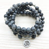 Bracelet Mala "Om" de 108 perles en Labradorite Grise Naturelle